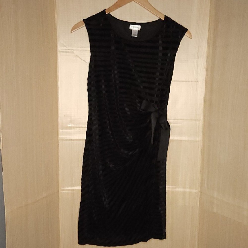 Motherhood Maternity Womens Black Striped Velvet Side Tie Dress Medium